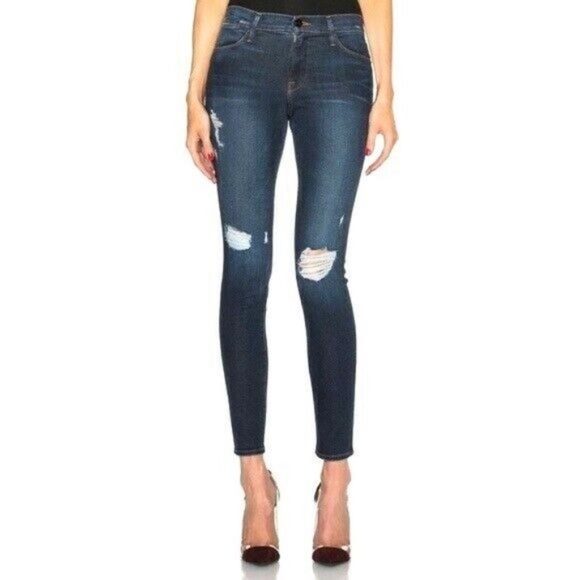 FRAME Le High Skinny Mid Rise Distressed Baker Jeans Size 25 - Picture 1 of 8